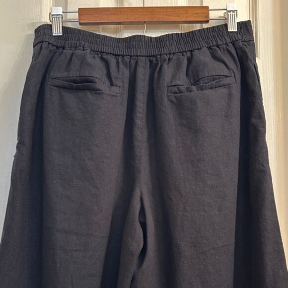 Banana Republic Wide Leg Crop Pants Pull On Linen Size Medium Pockets Lagenlook - Picture 7 of 13